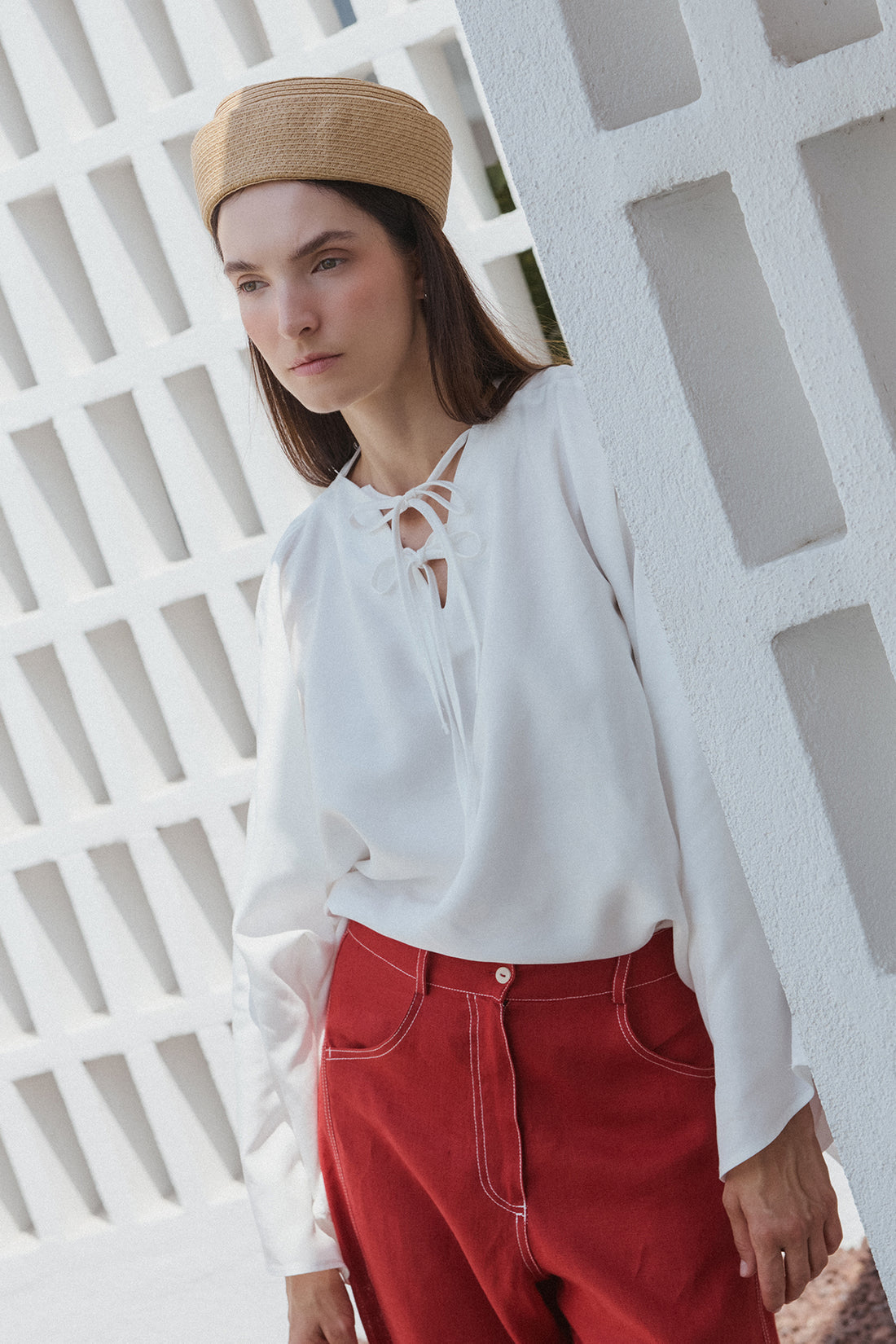 Tencel Cape Shirt White