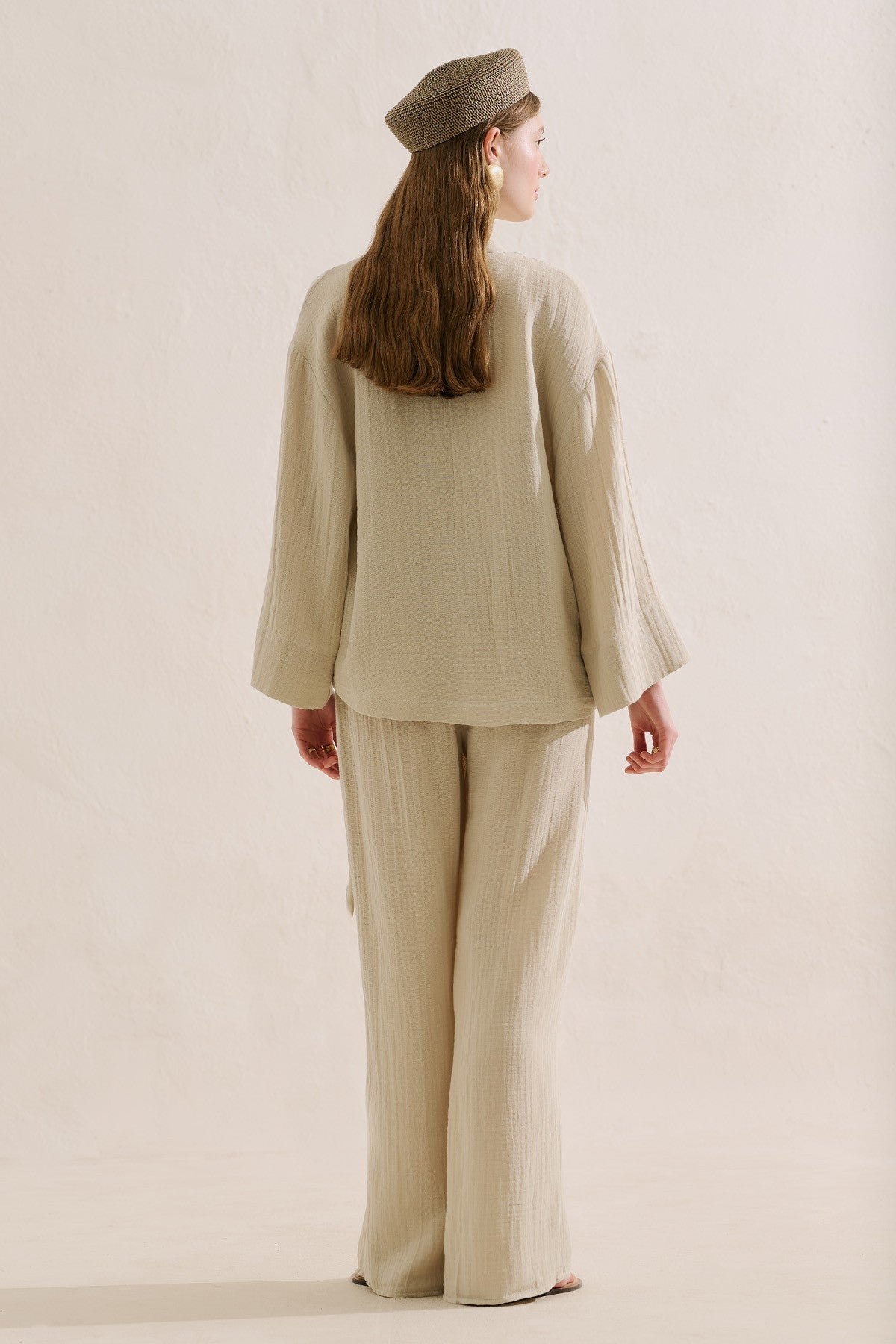 Muslin Wide-Sleeve Blouse Sand