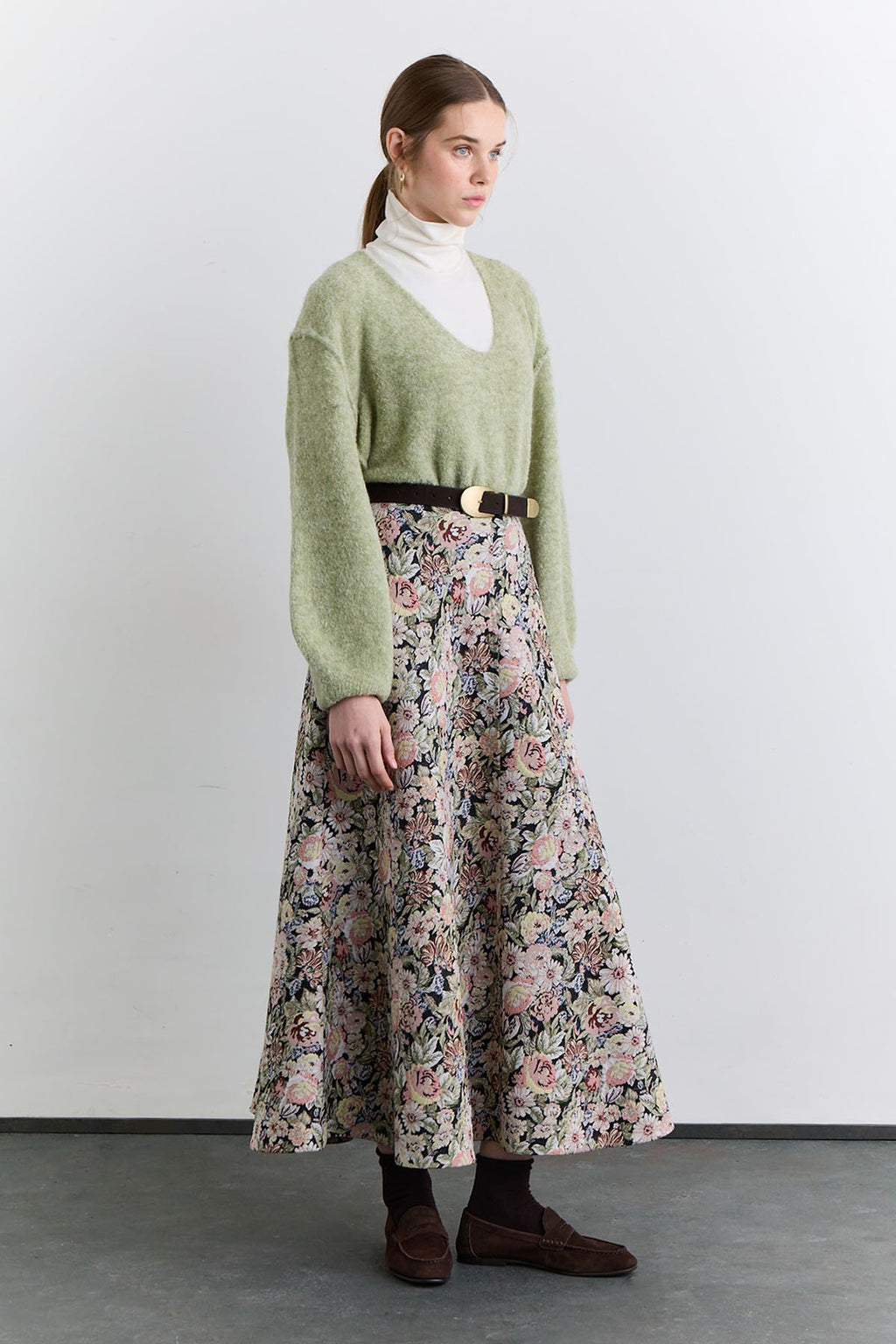 Floral Jacquard Patterned Skirt