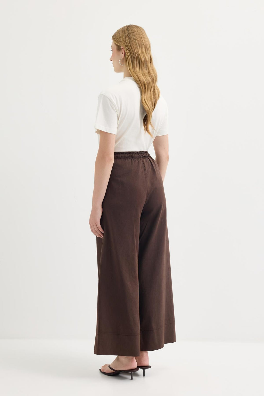 Doren Tie-Waist Linen Pants Brown