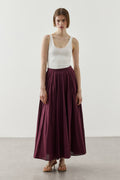 Panelled Wide Skirt Plum