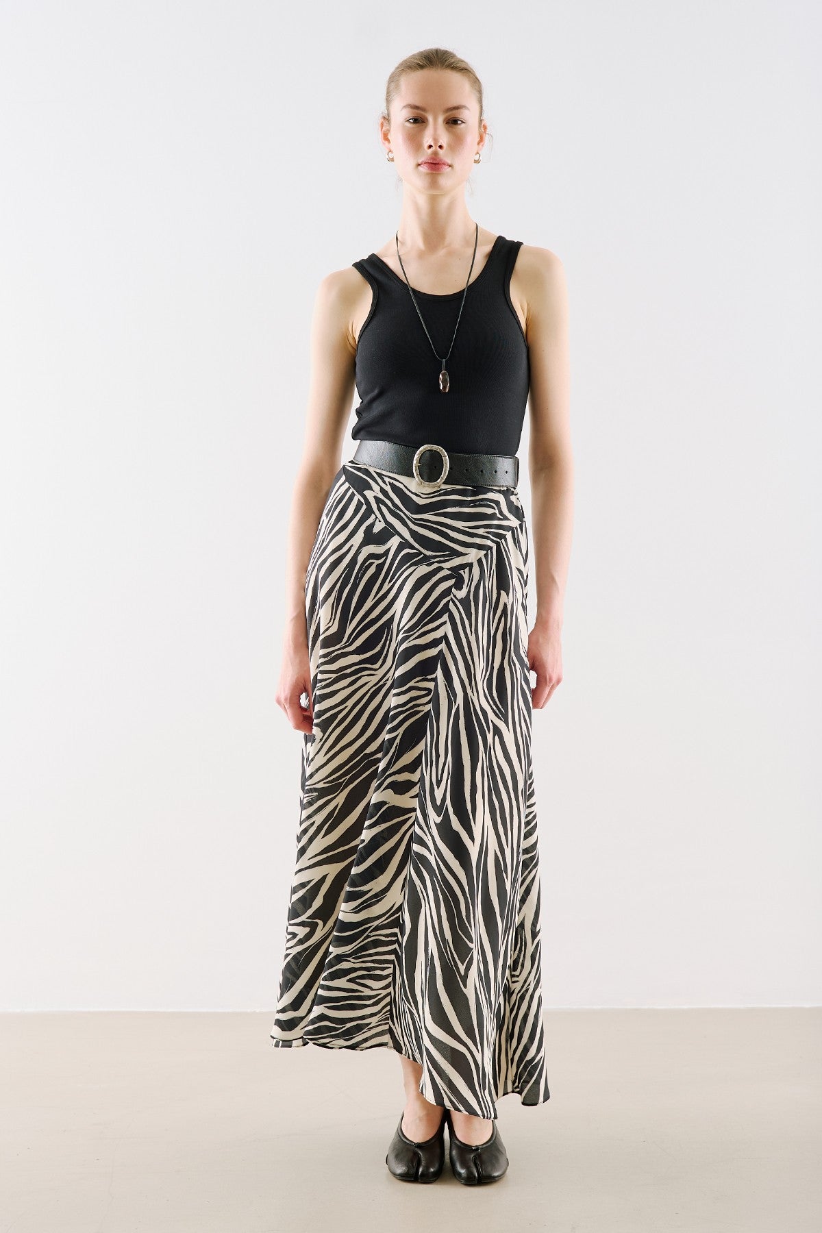 Asymmetric Long Skirt Zebra