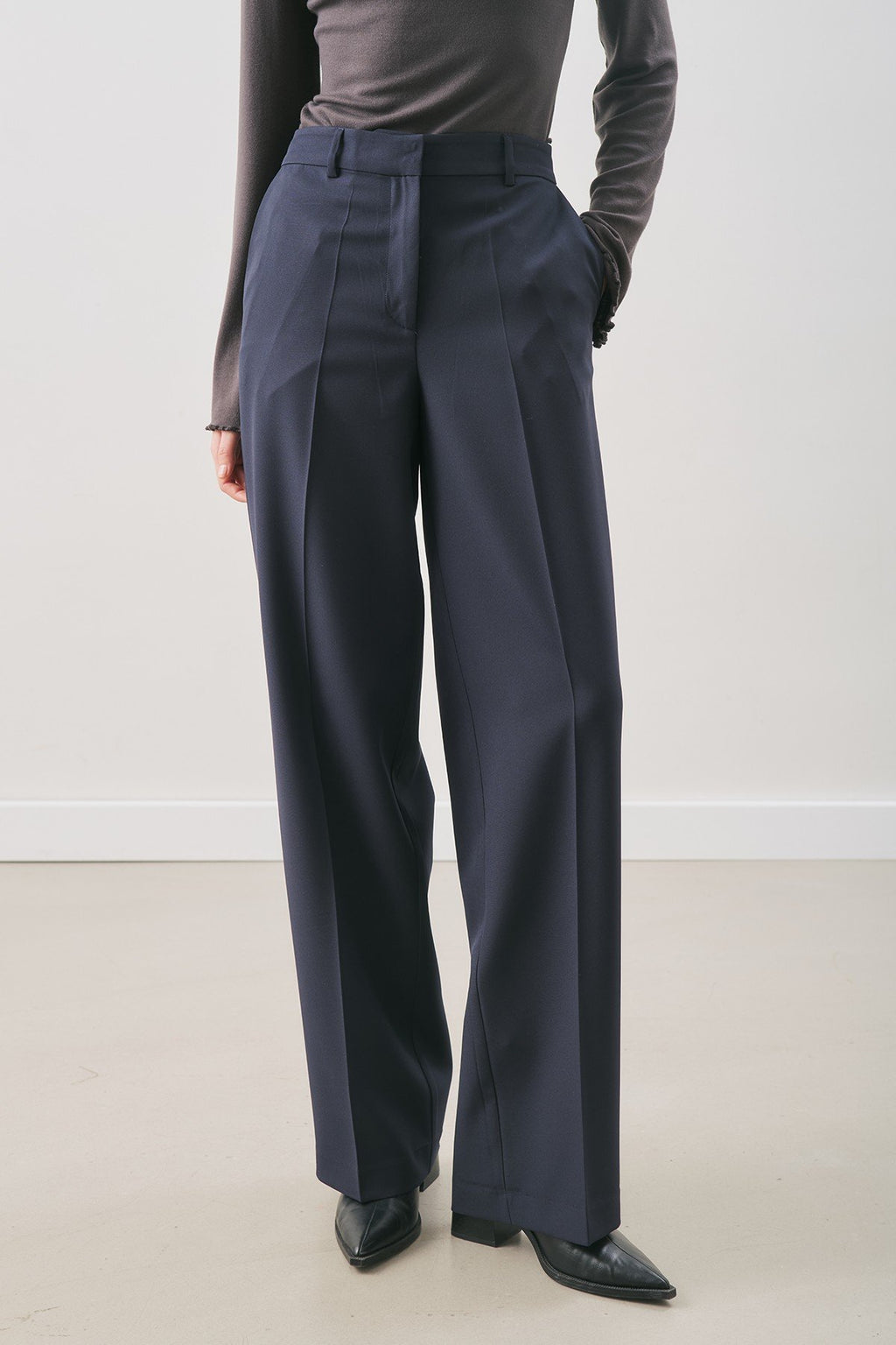 Long-Length Straight-Leg Pants Navy