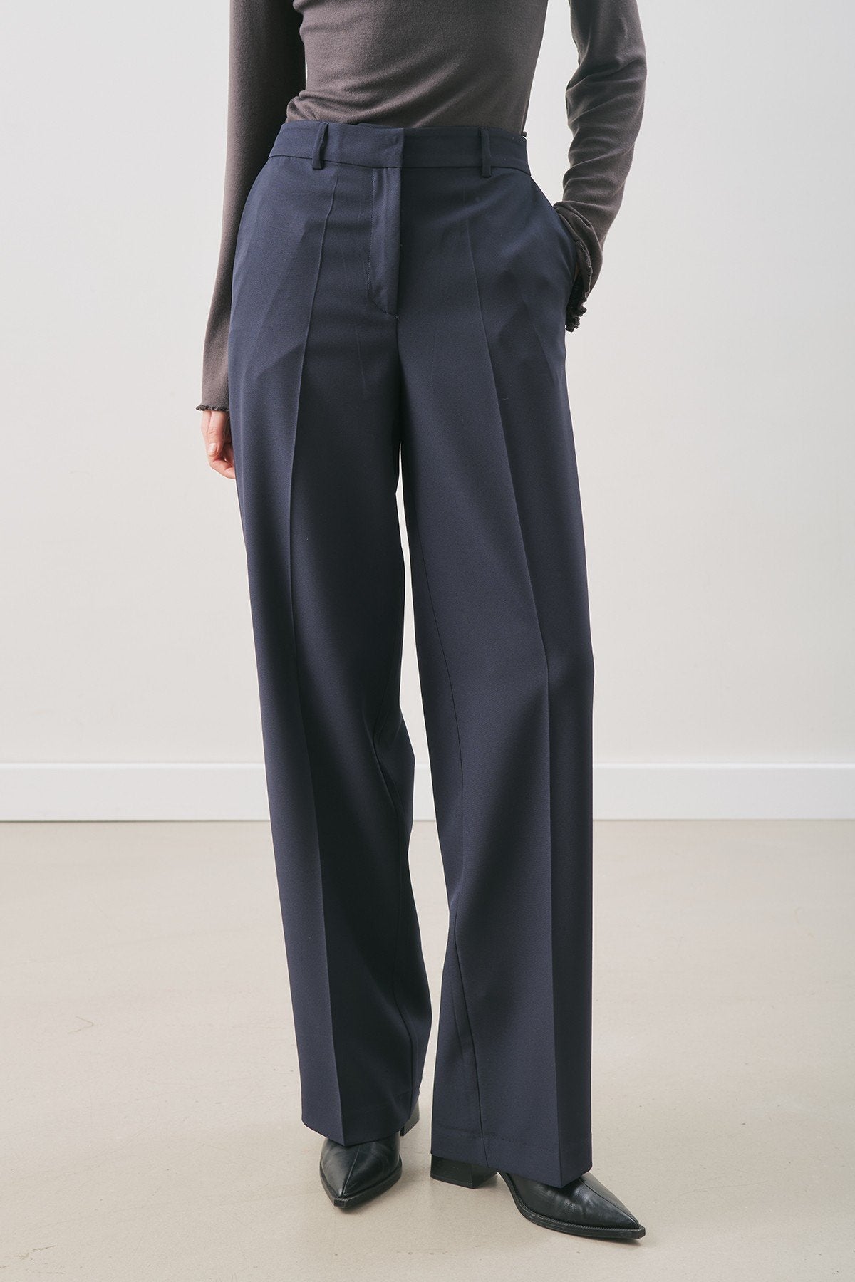 Long-Length Straight-Leg Pants Navy
