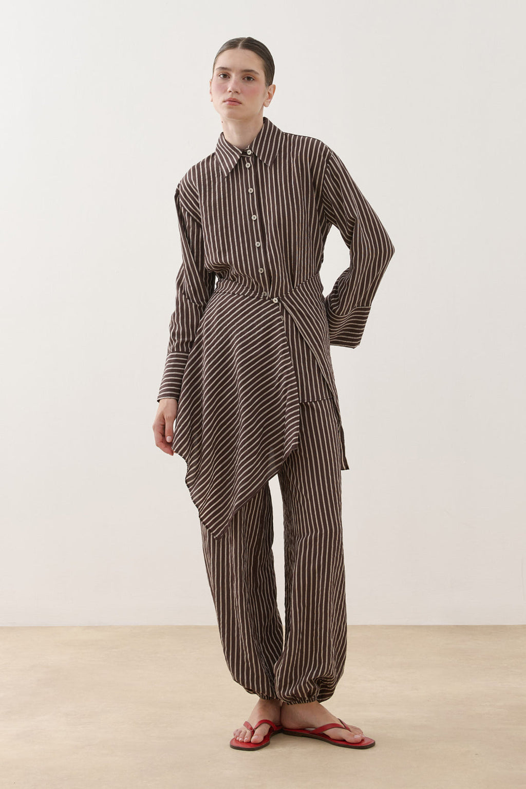 Removable Panel Shirt Set Brown