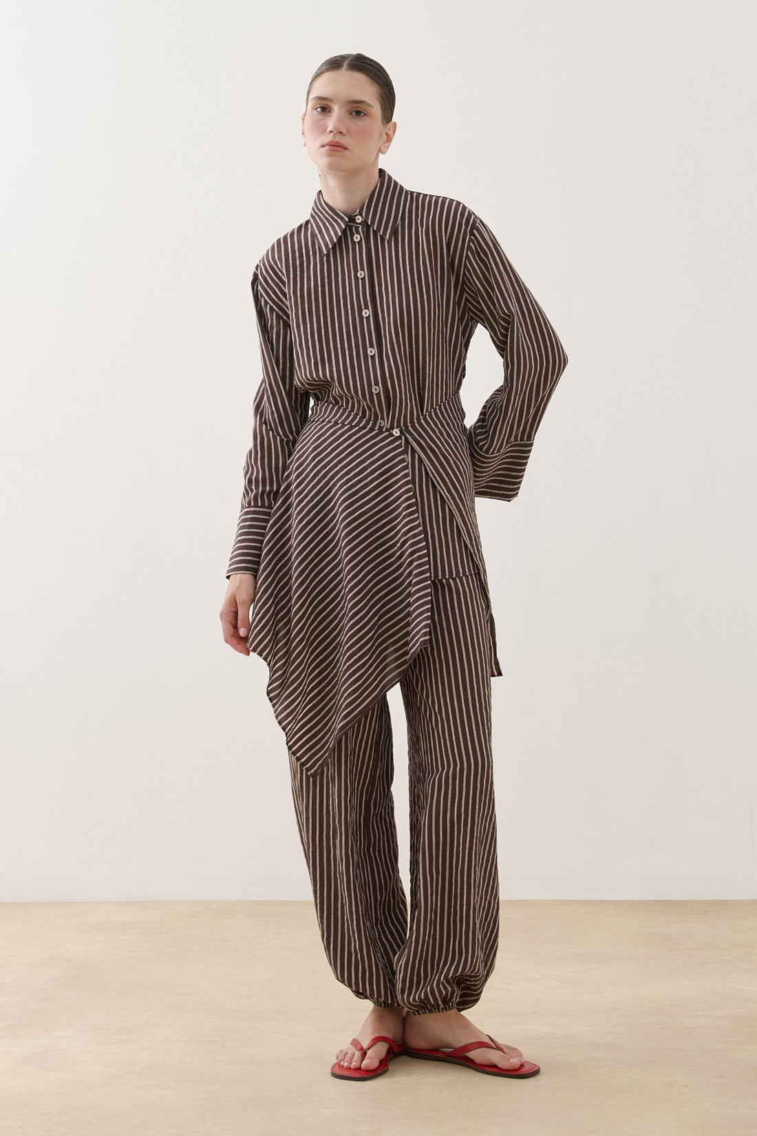 Removable Panel Shirt Set Brown
