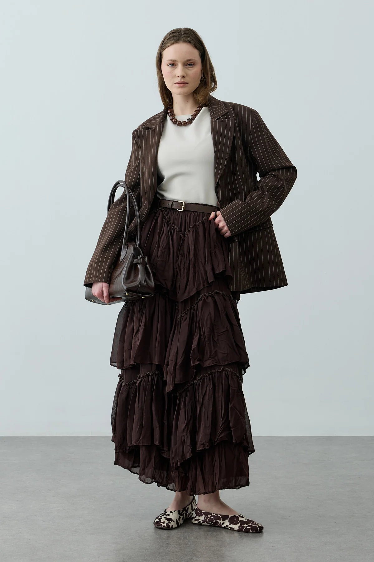 Multi-Panel Skirt Brown