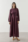 Linen Darted Zip-Up Dress Plum