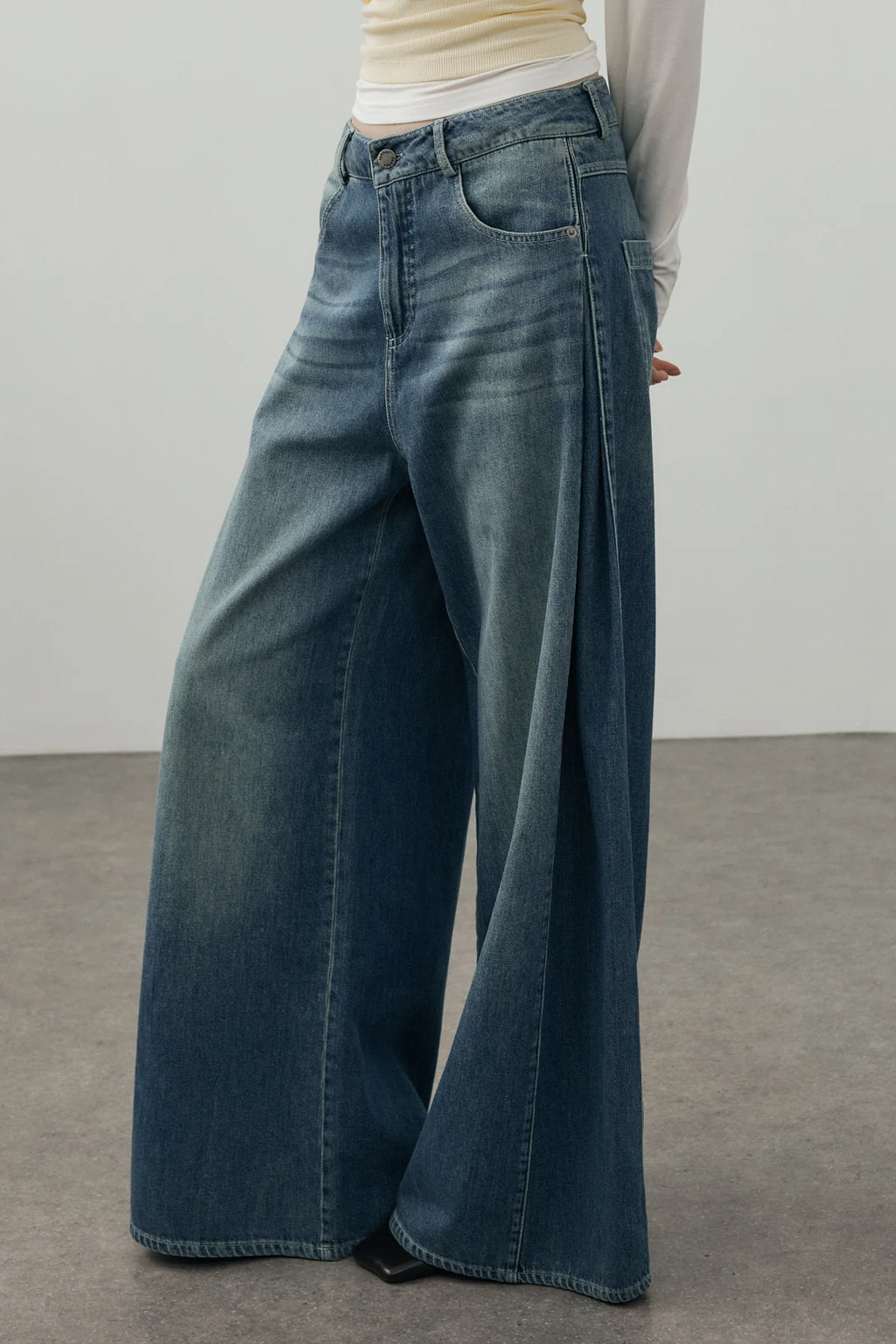 Side-Seam Detail Denim Pants