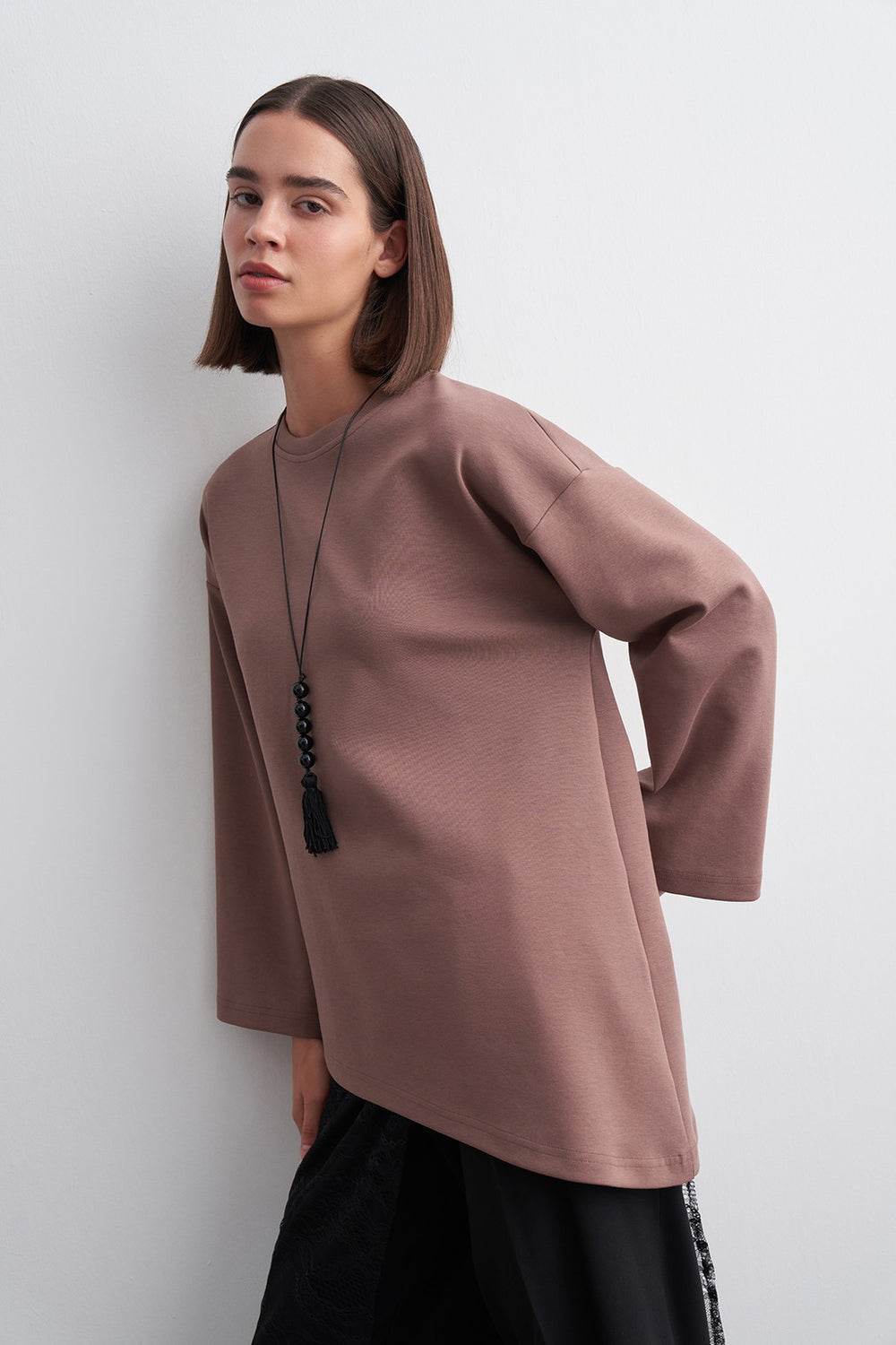 Kali Asymmetric Sweatshirt Dusty Brown