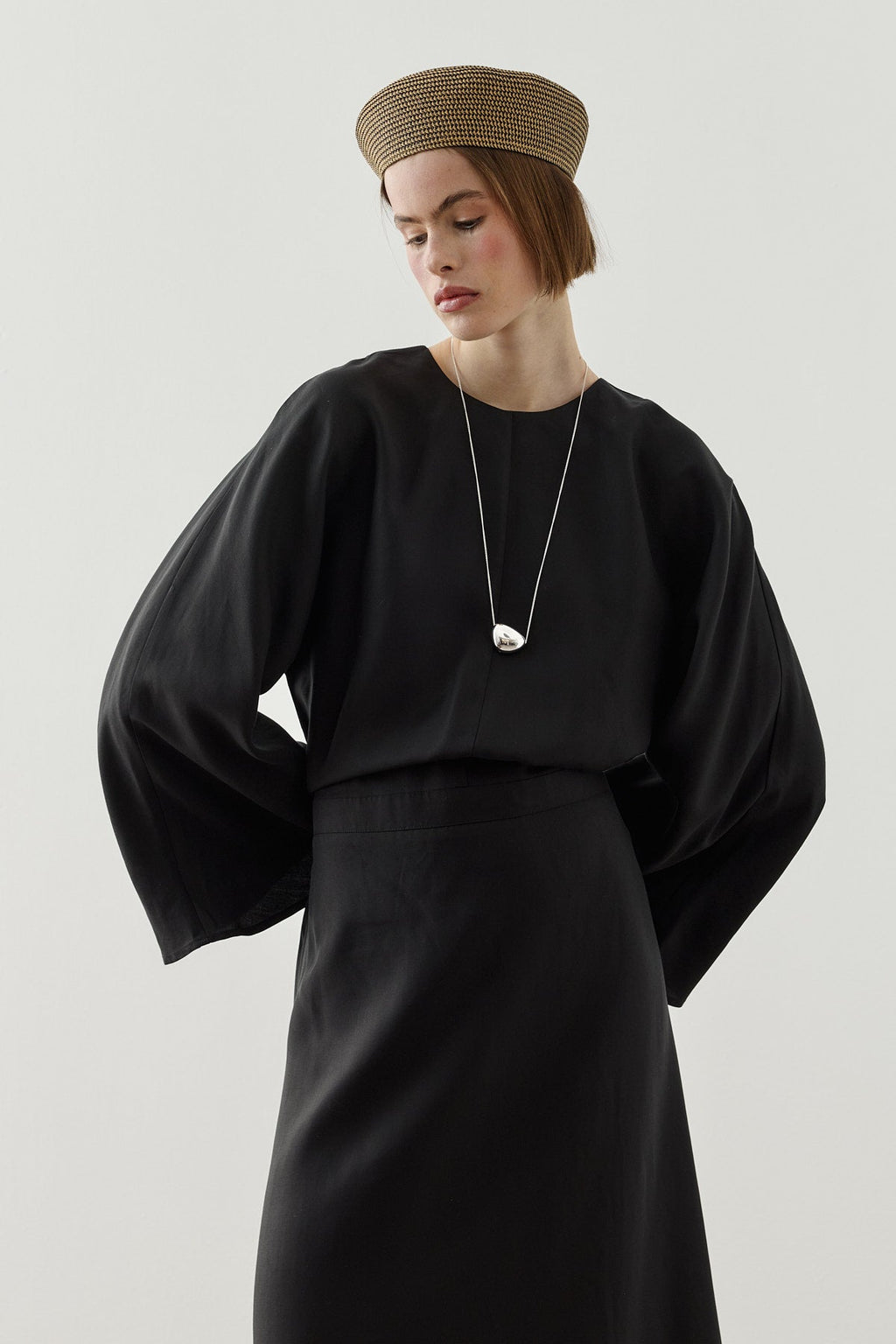 Back Tie Tencel Dress Black