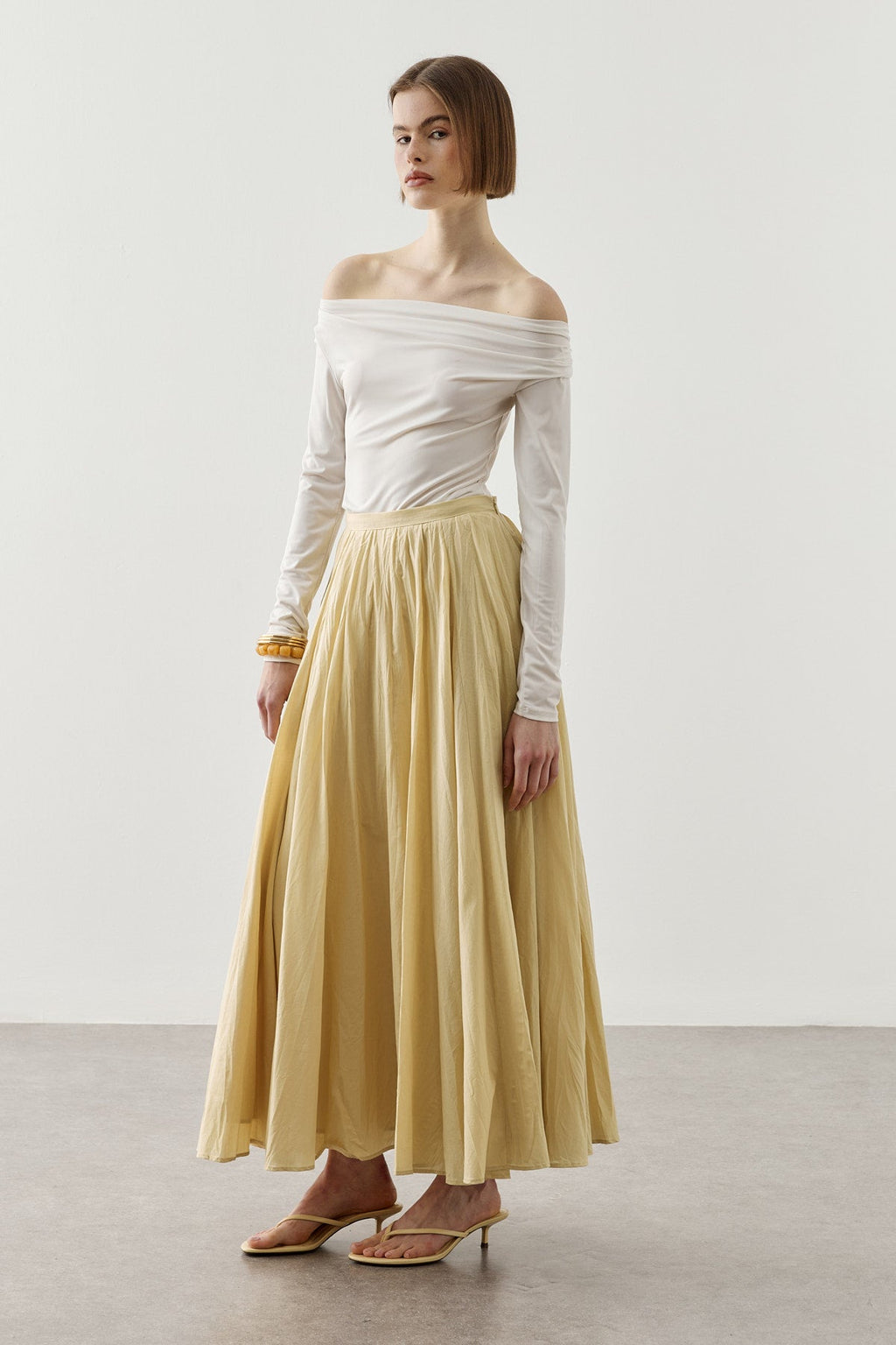 Panelled Wide Skirt Yellow