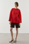 Basic Cotton T-Shirt with Contrast
Tie Detail Red