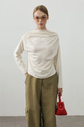 Draped Lightweight Knit Top White