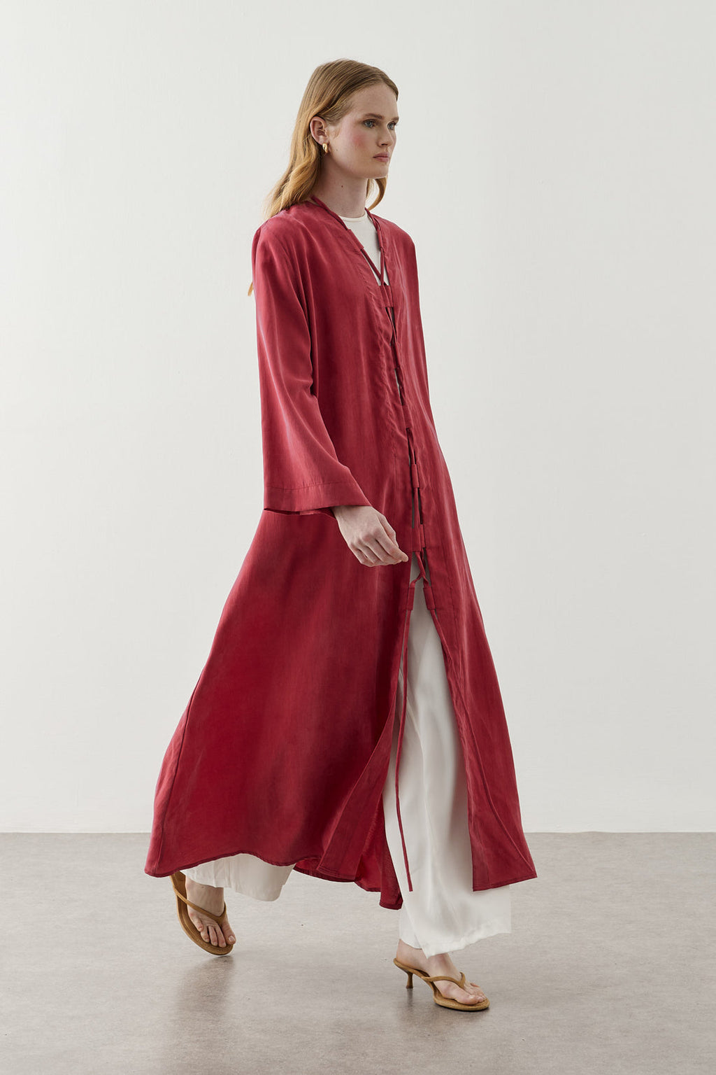 Wide Belt-Loop Kimono Red
