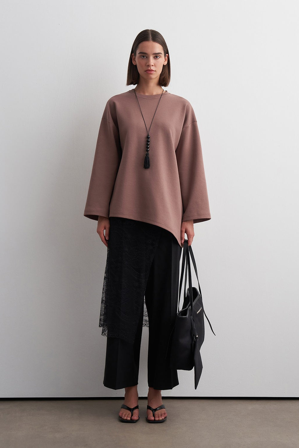 Kali Asymmetric Sweatshirt Dusty Brown