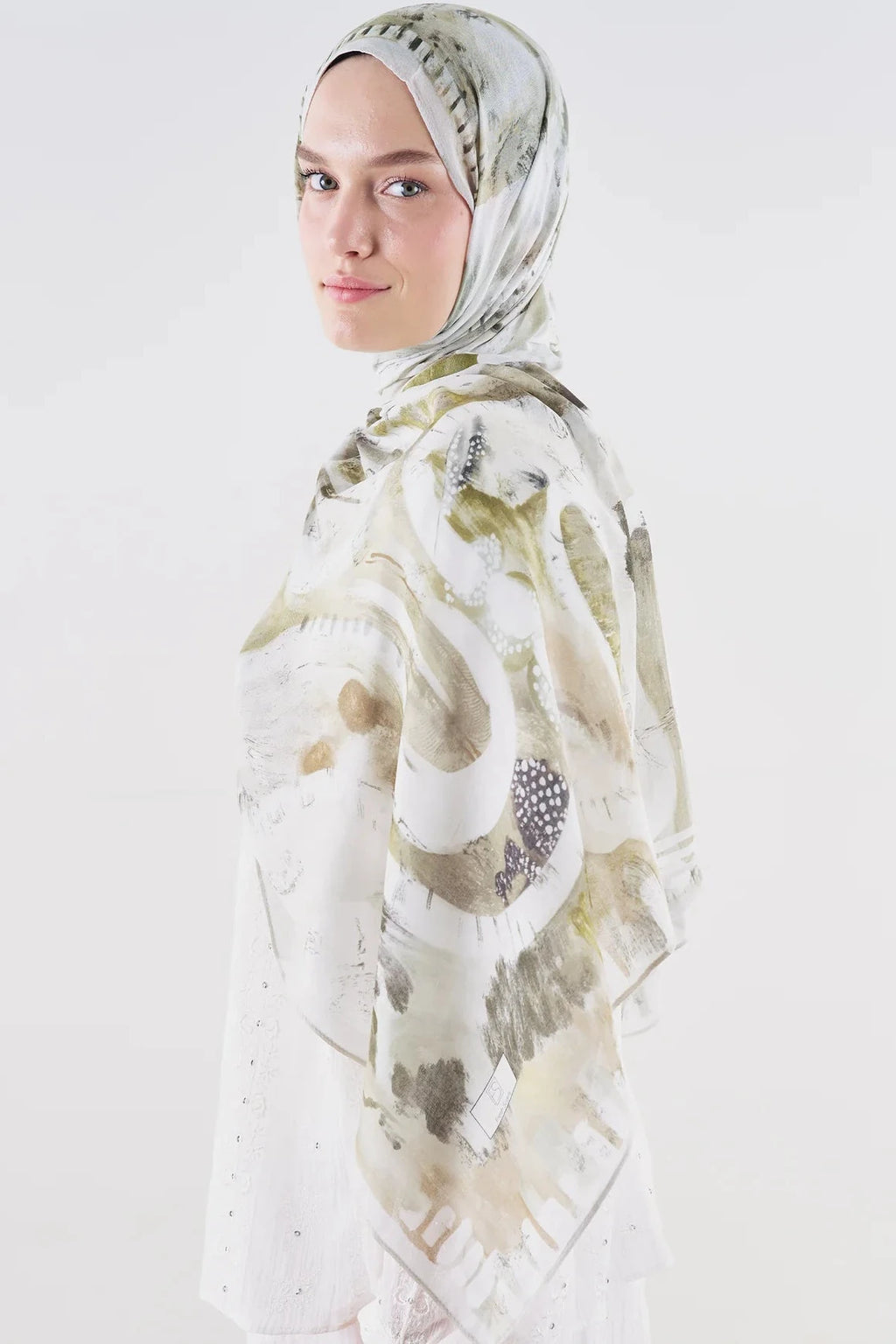 Artful Strokes Ramie Viscose Shawl Green