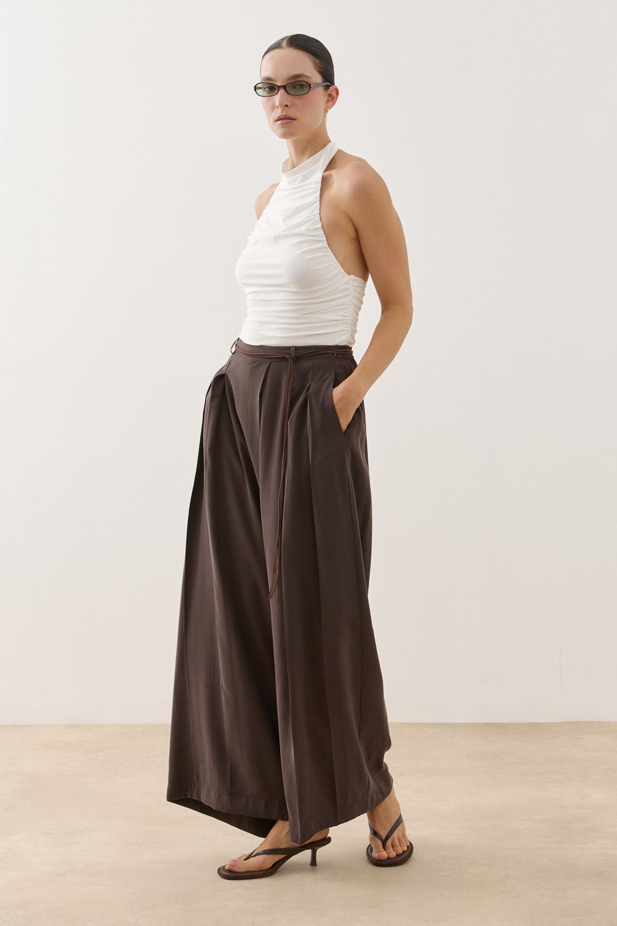 Wrap-Style Pants Brown