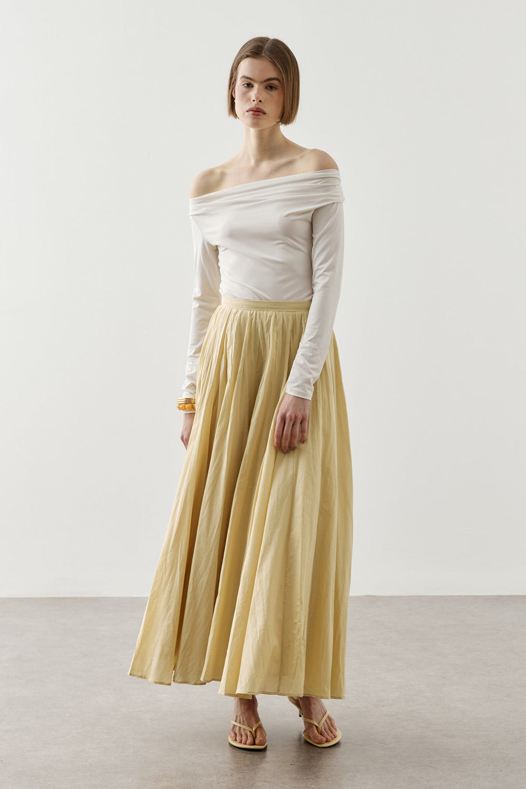 Panelled Wide Skirt Yellow