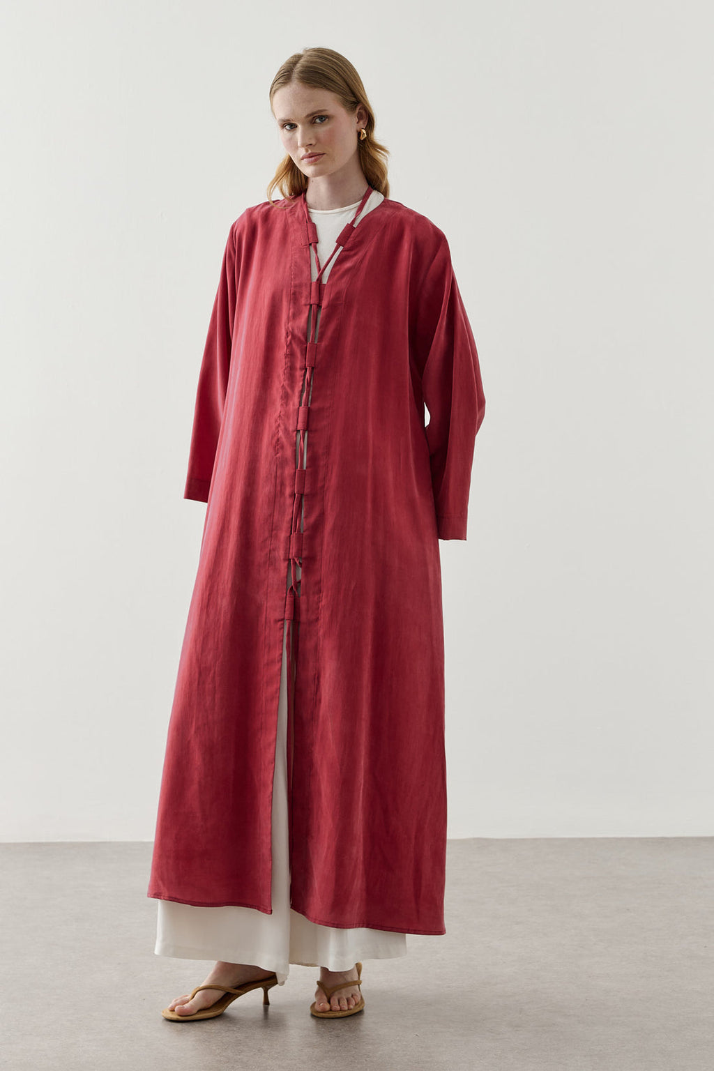 Wide Belt-Loop Kimono Red