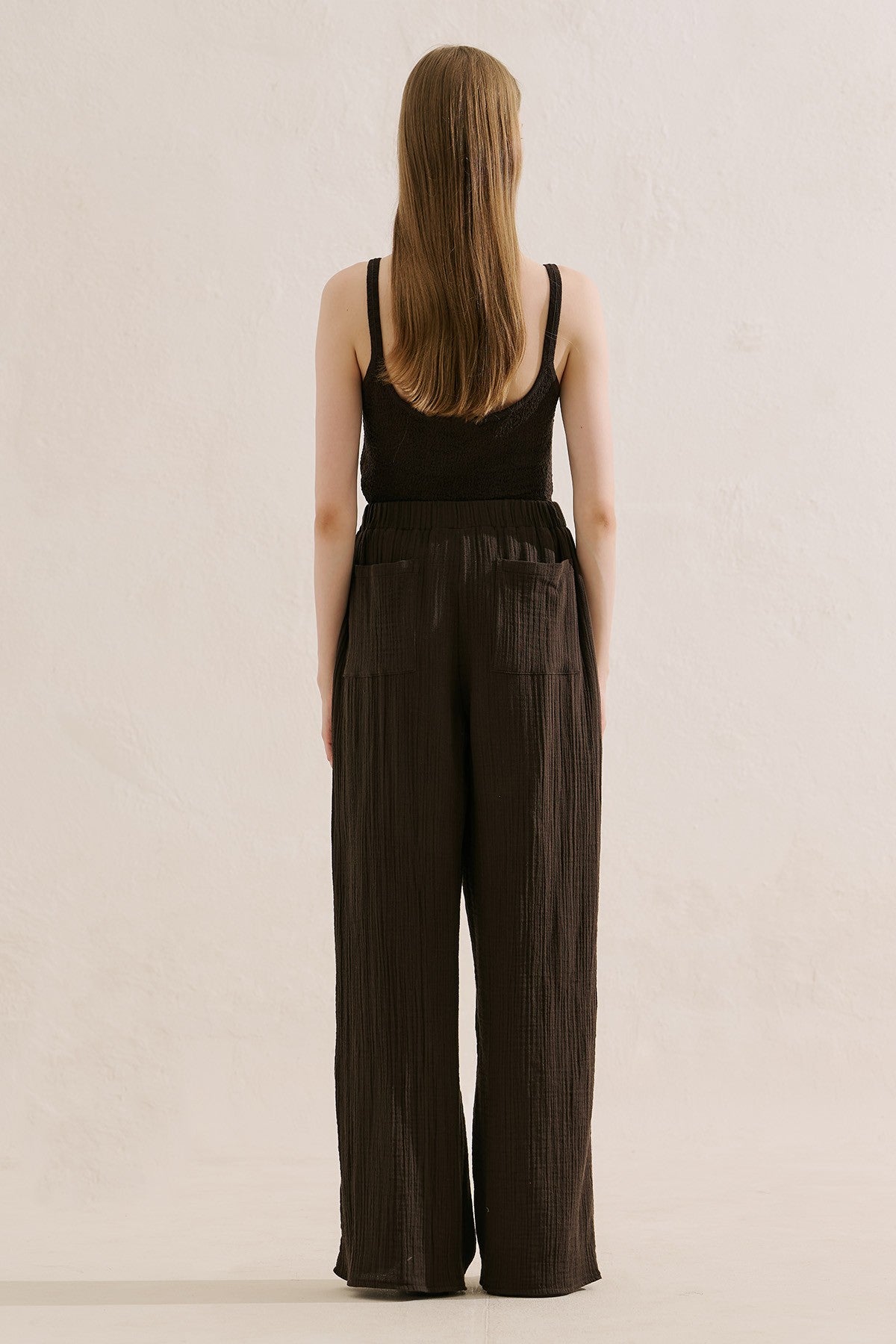 Muslin Wrap-Style Pants Brown