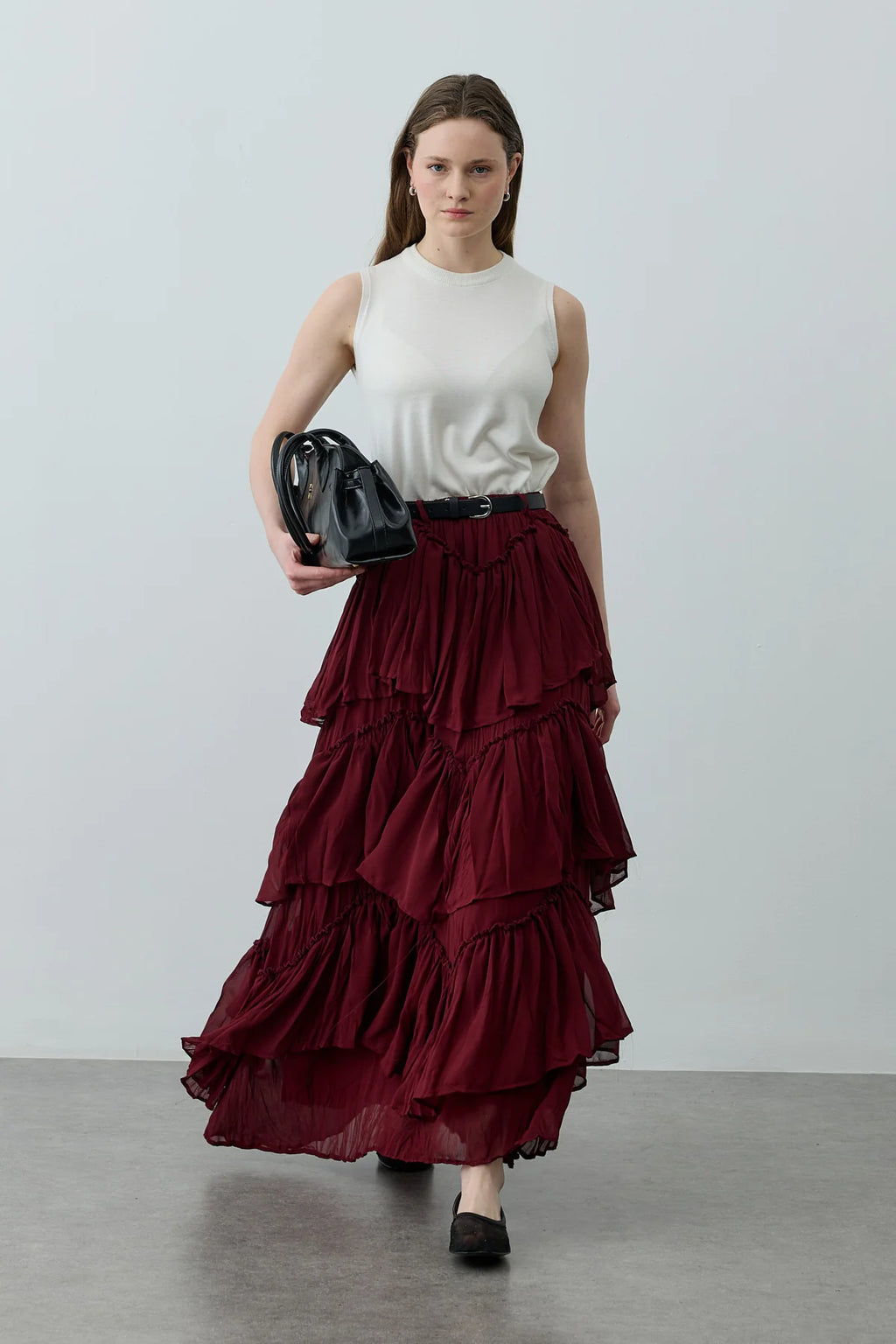 Multi-Panel Skirt Burgundy