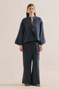 Muslin Wide-Sleeve Blouse Indigo