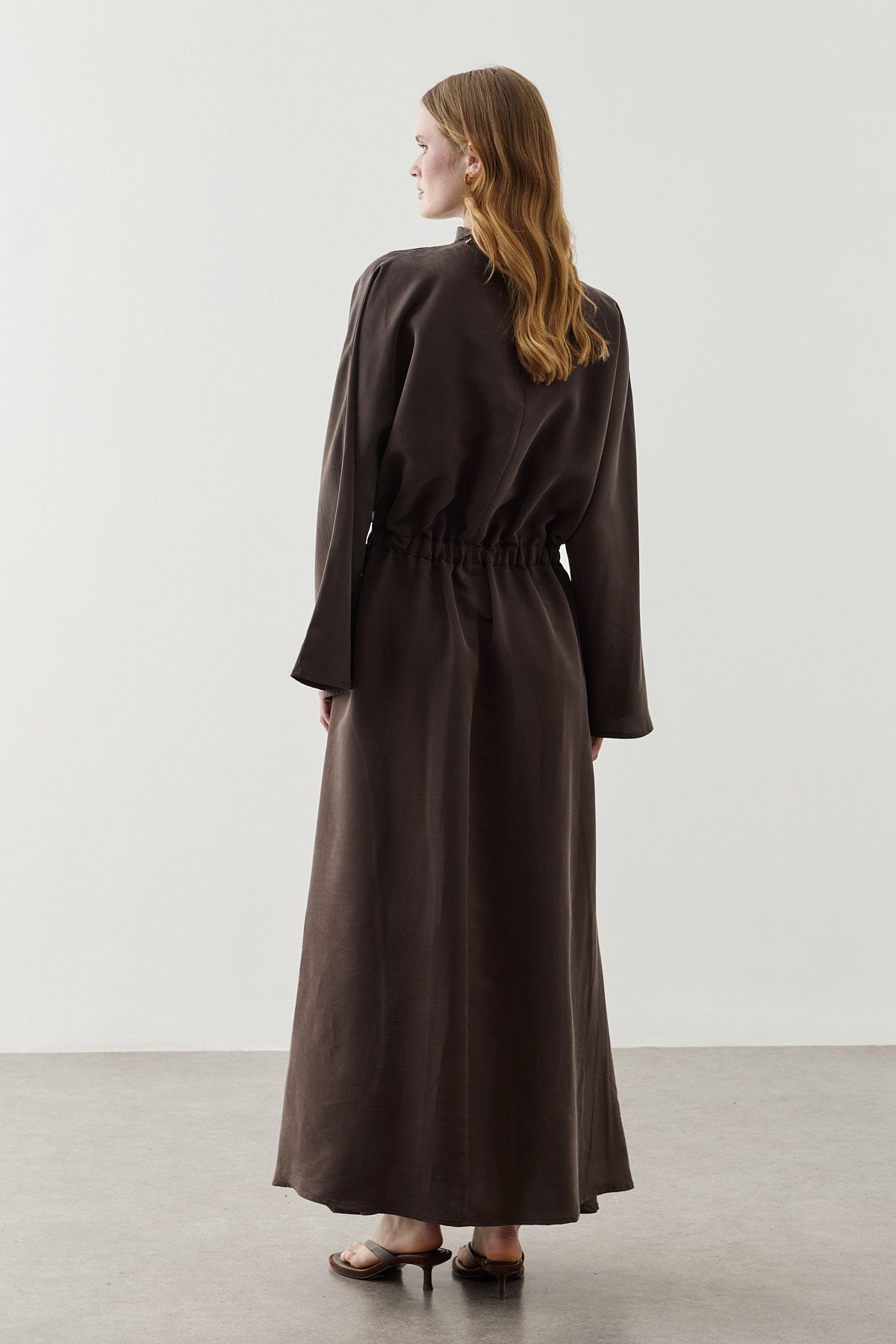 Front Panelled Tencel Dress Brown