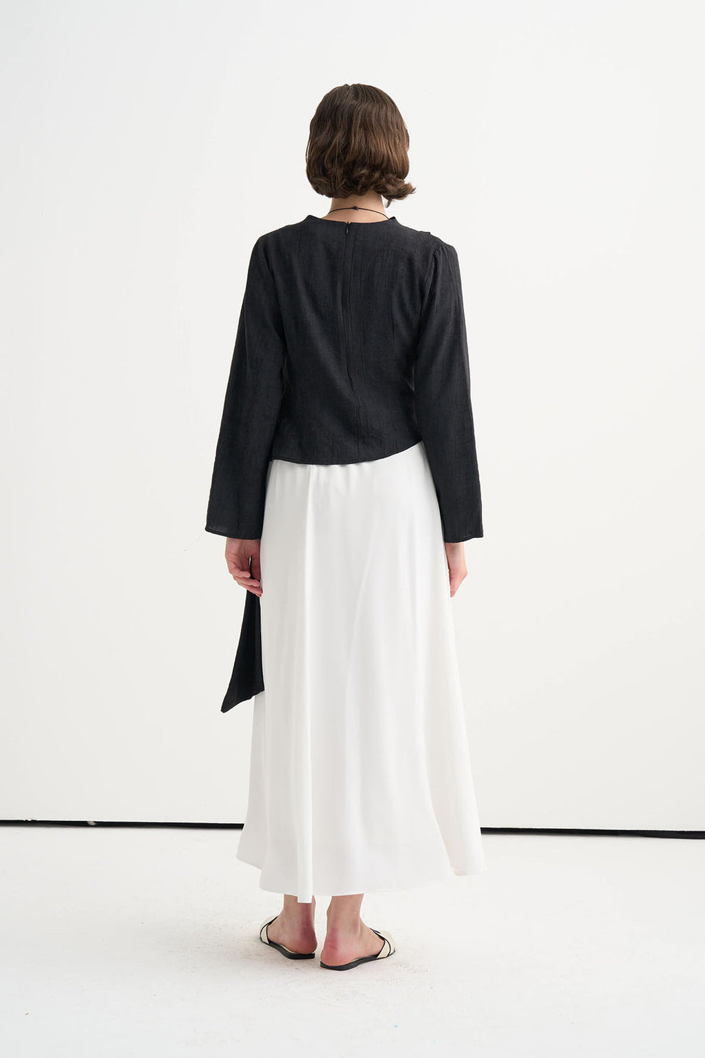 Crushed-Effect Blouse Black