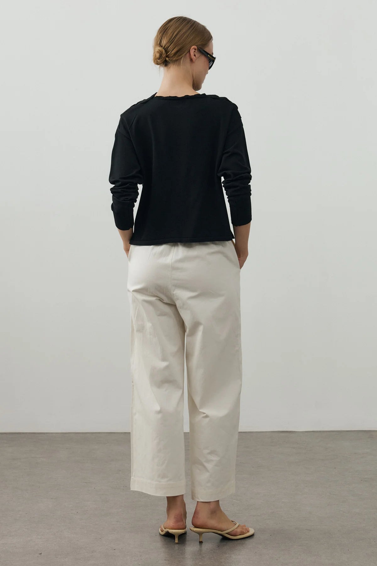 Draped Lightweight Knit Top Black