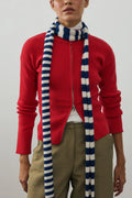 Striped Slim Scarf Royal Blue And White