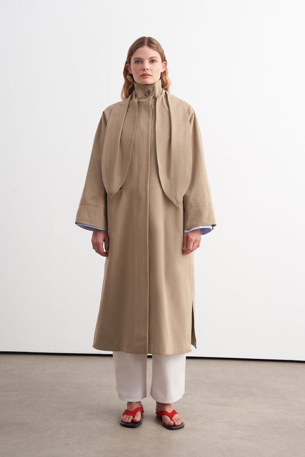 Premium Shawl-Detail Trench Coat Camel