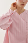 Striped Modal Kimono Shirt Pink