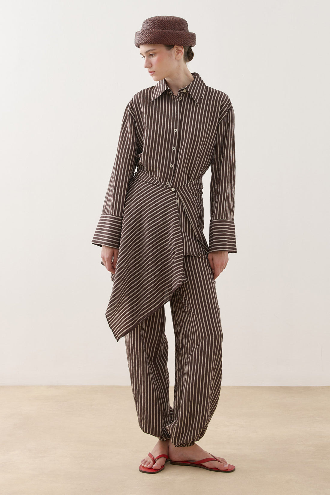 Removable Panel Shirt Set Brown