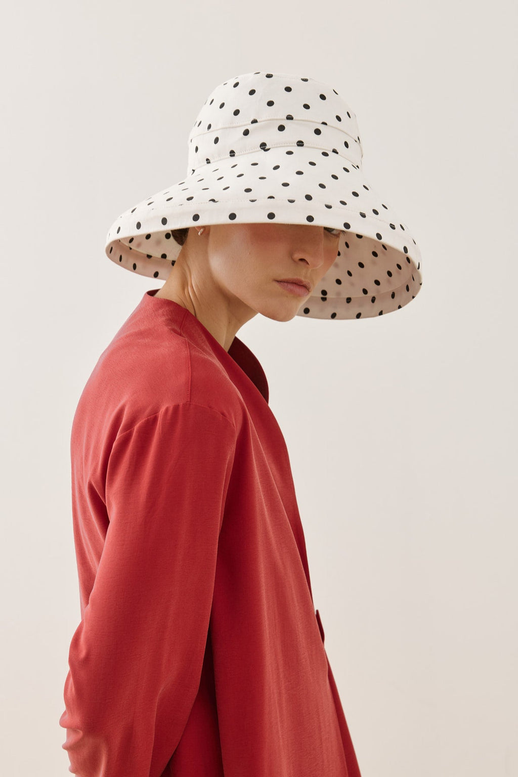 Maxi Fabric Hat with Polka Dot Pattern