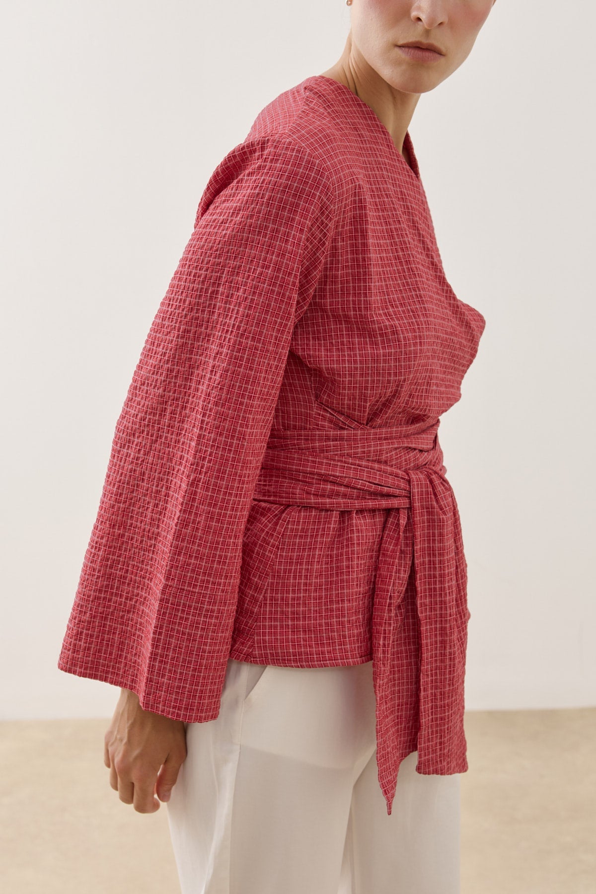 Double-Breasted Plaid Cotton Shirt