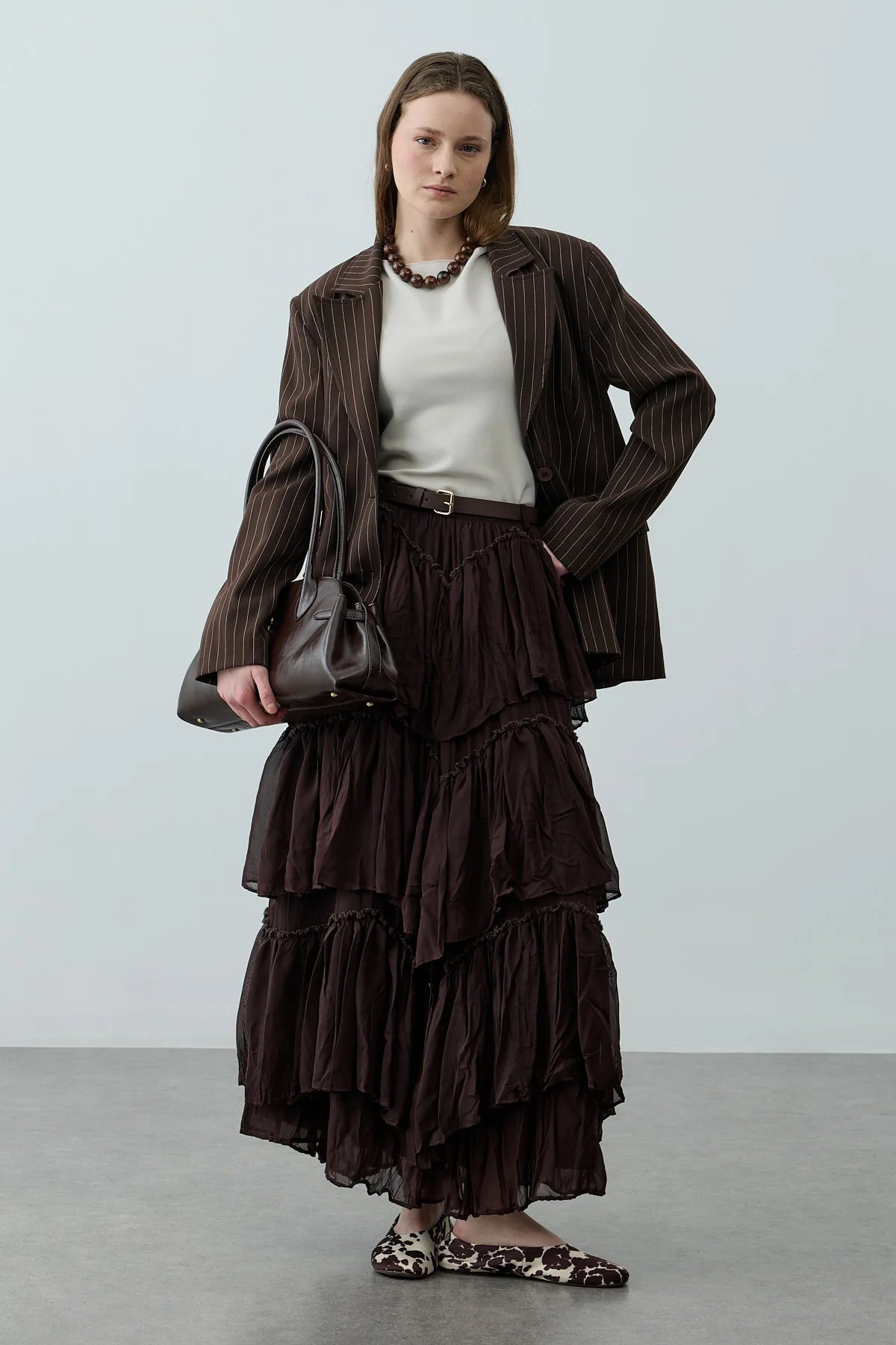 Multi-Panel Skirt Brown