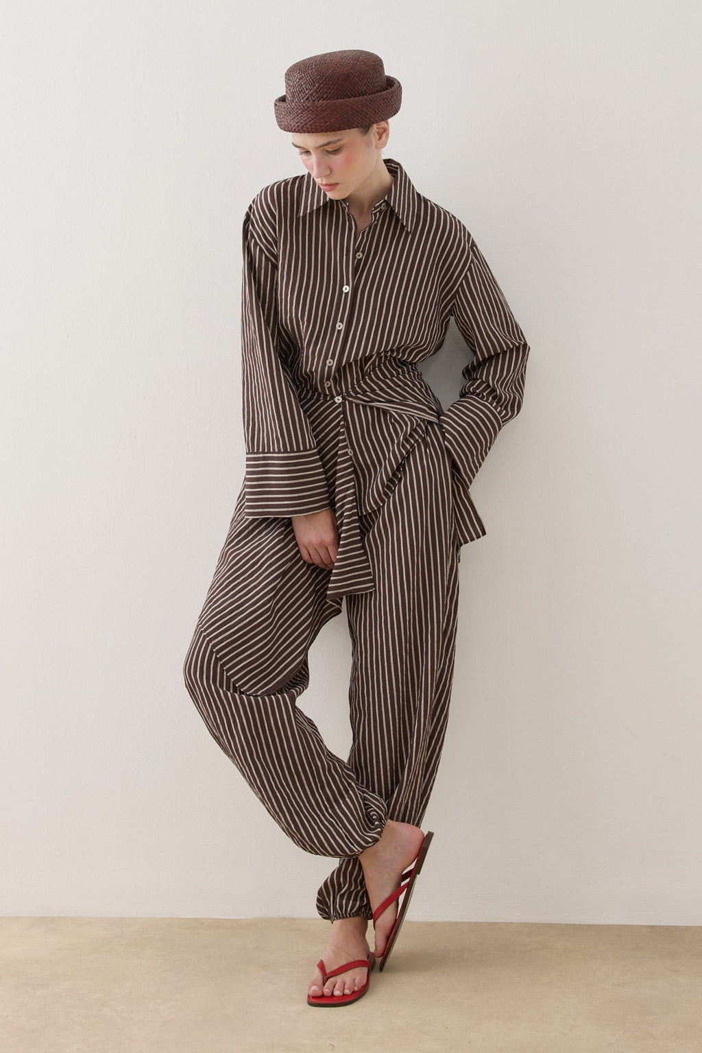 Removable Panel Shirt Set Brown