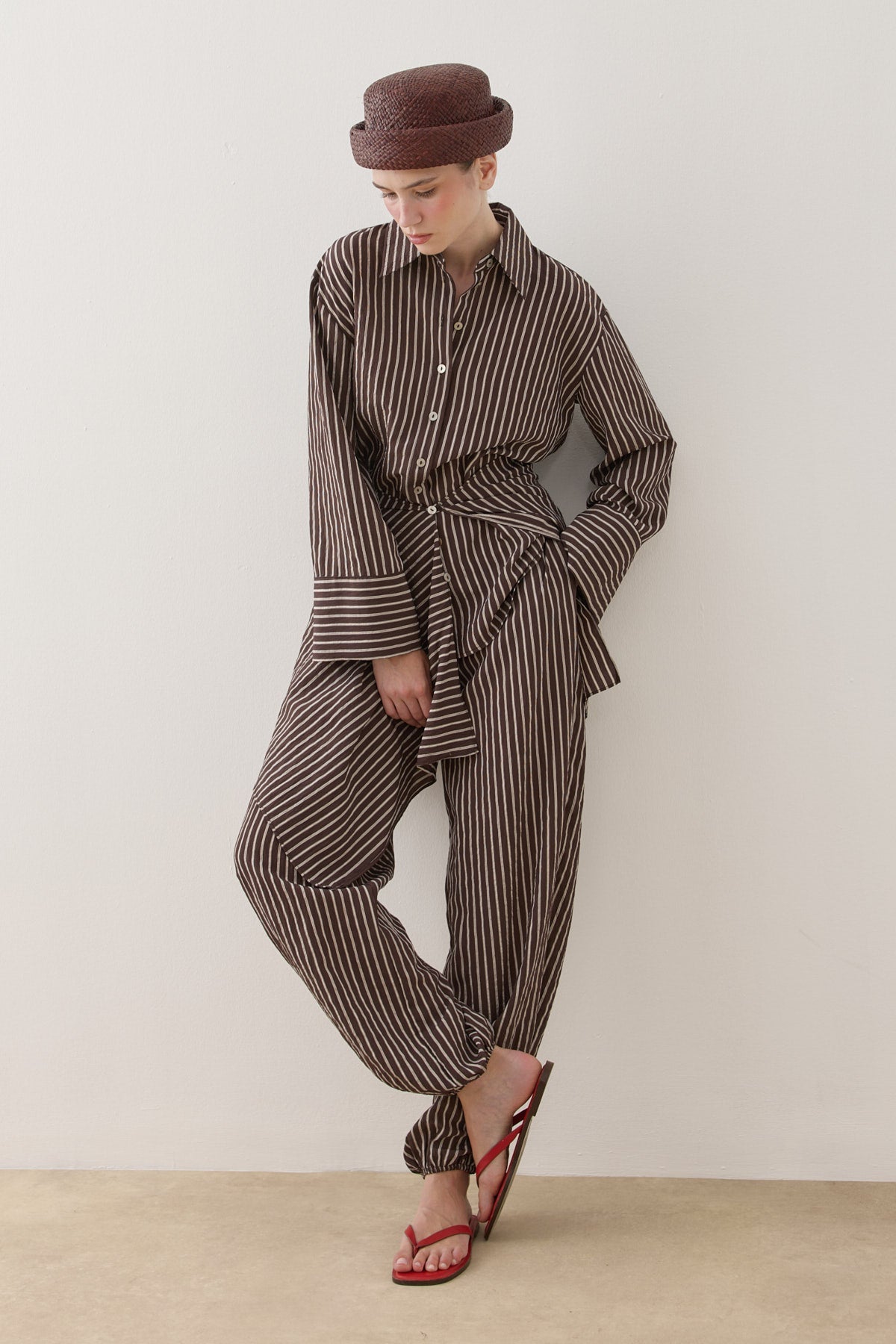 Removable Panel Shirt Set Brown