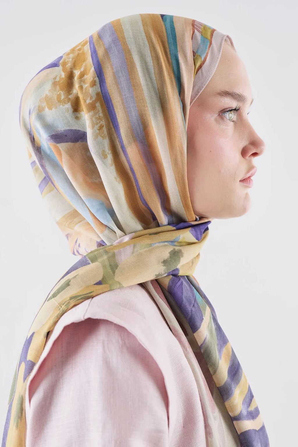 Floral Fiesta Ramie Viscose Shawl Violet