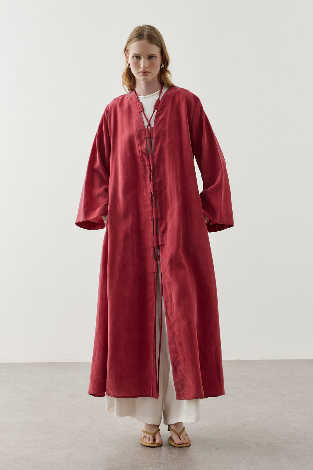 Wide Belt-Loop Kimono Red