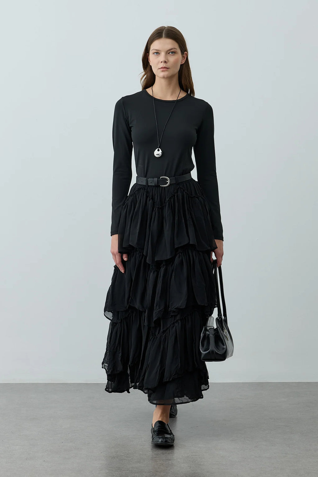 Multi-Panel Skirt Black