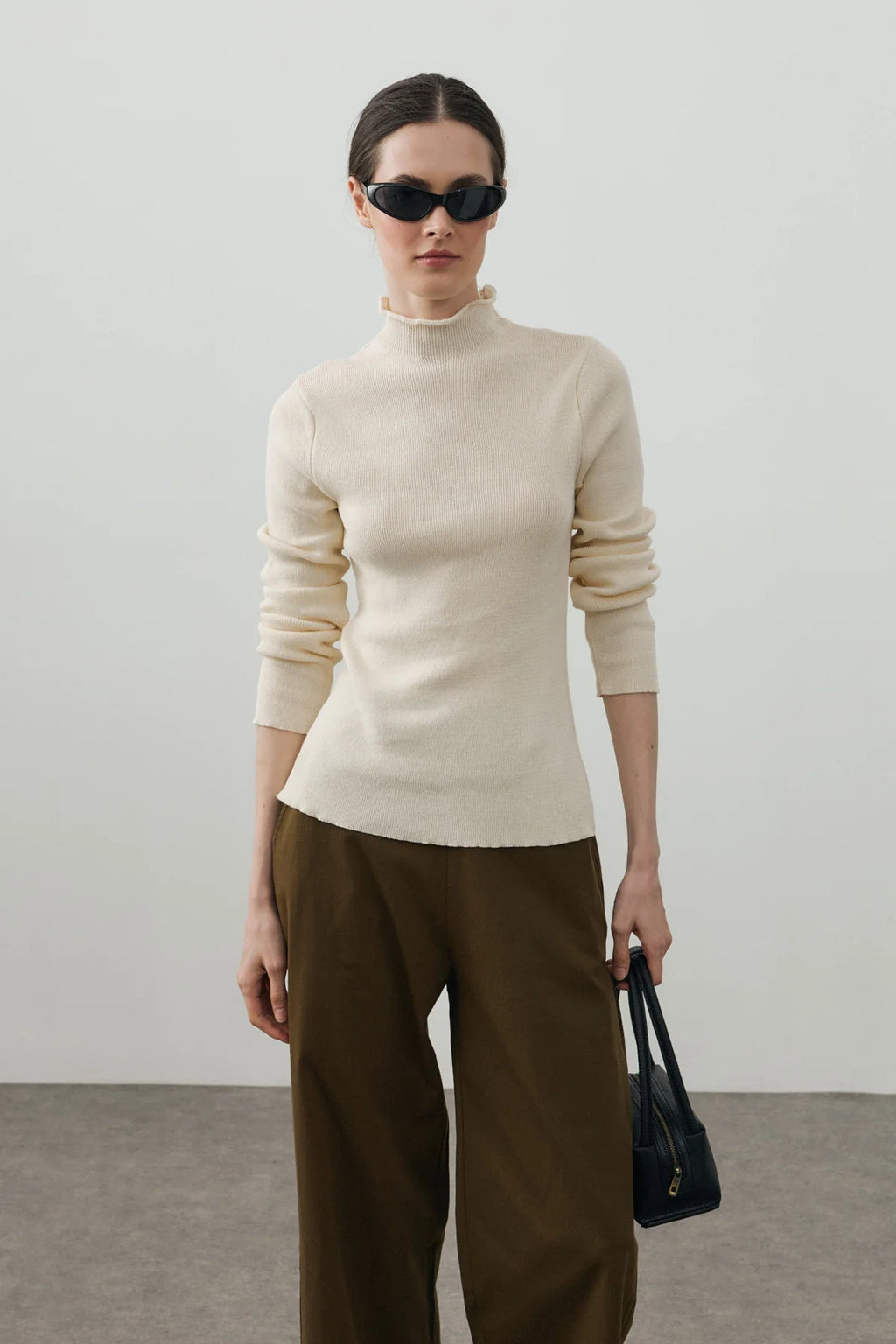 Fine-Ribbed Cotton Knit Bodysuit Cream