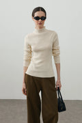Fine-Ribbed Cotton Knit Bodysuit Cream