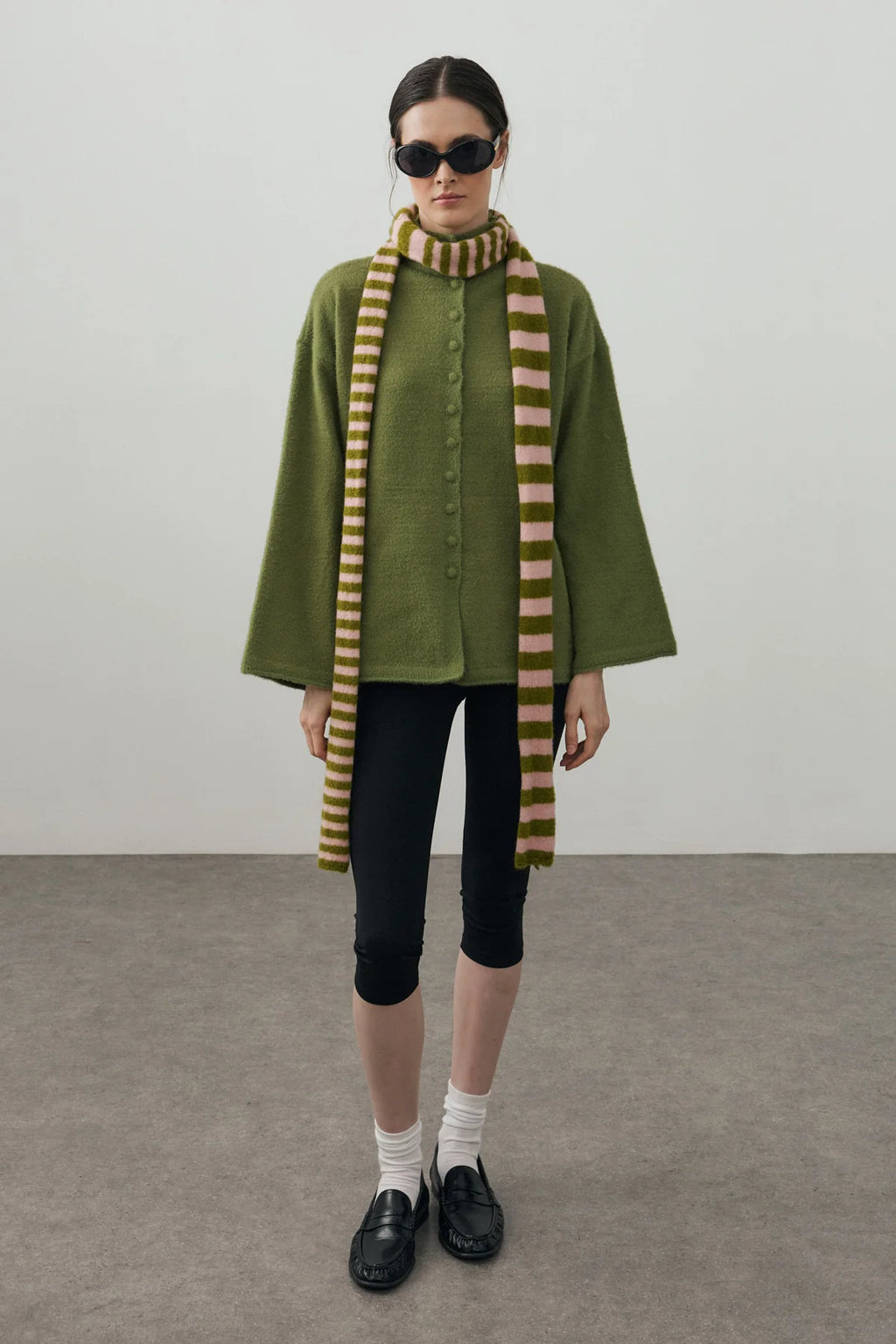 Multi-Button Soft Cardigan Moss