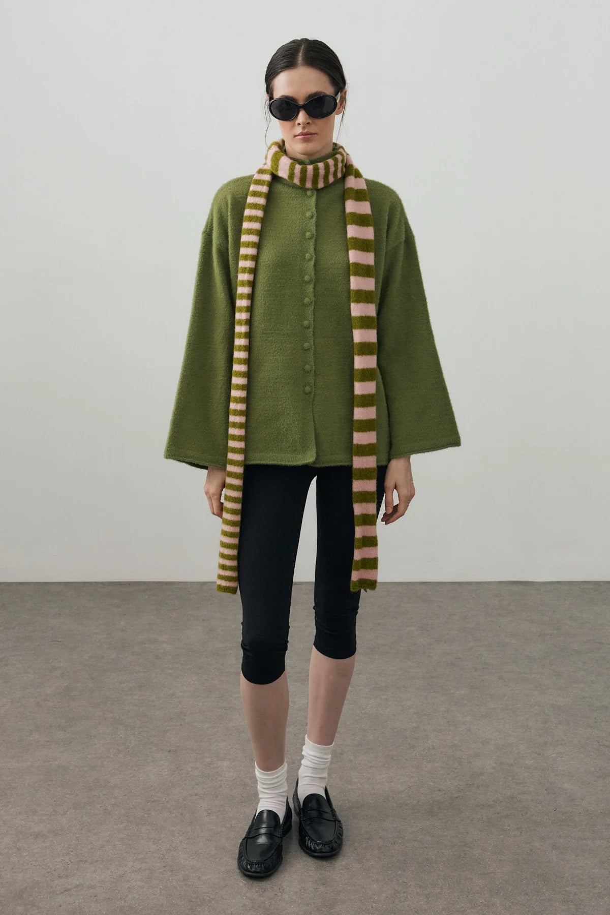 Multi-Button Soft Cardigan Moss