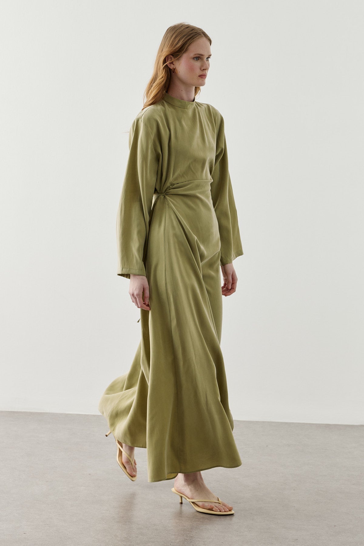 Asymmetrical Modal Dress Olive Green