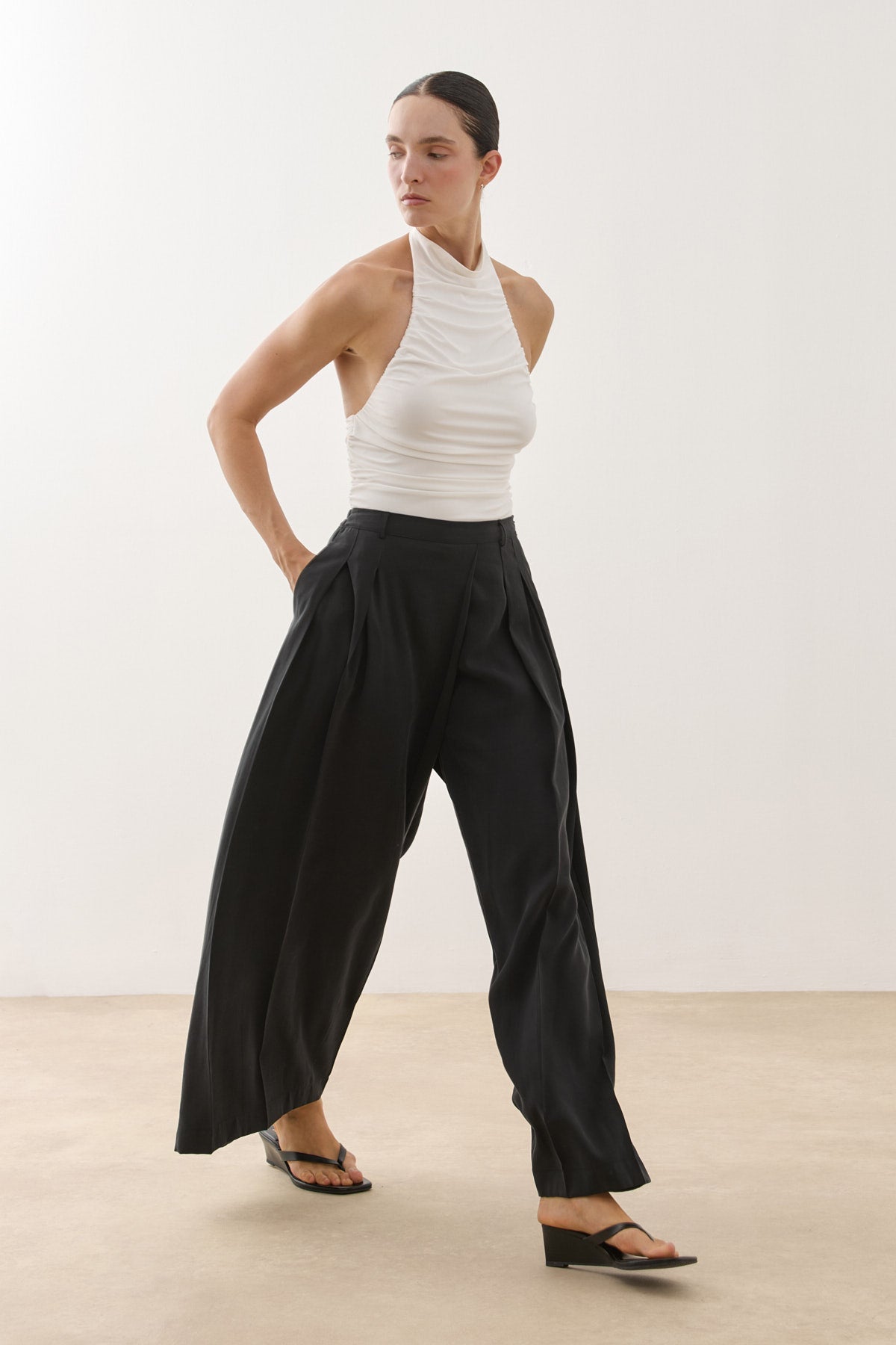 Wrap-Style Pants Black