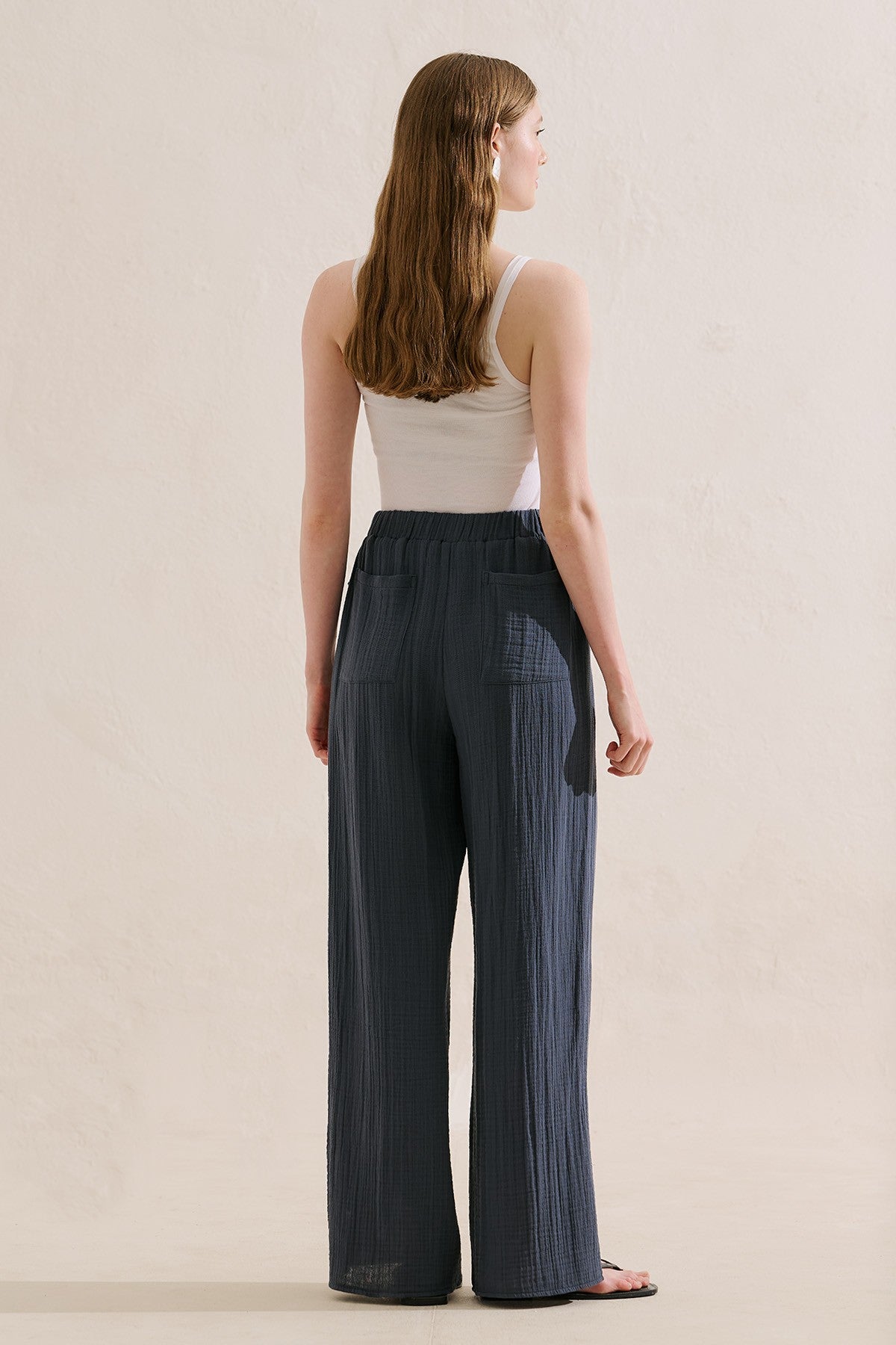 Muslin Wrap-Style Pants Indigo