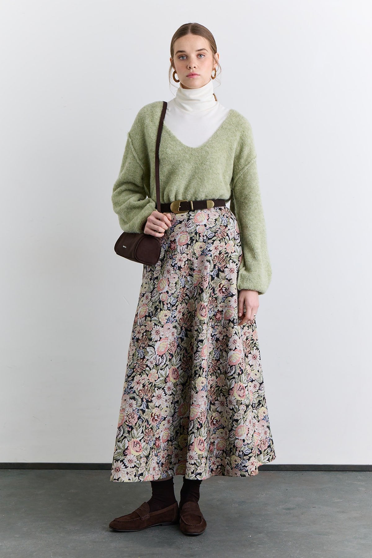 Floral Jacquard Patterned Skirt